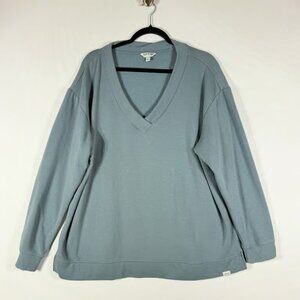 Orvis Womens XL Powder Blue V Neck Sweatshirt Pullover Top Cabincore Cozy Soft